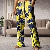 economico Pantaloni casual stampati da uomo-Per uomo Palma Pantaloni Vita normale Vita elastica con coulisse Hawaiano Informale Esterno Per eventi Abbigliamento mare Pantaloni a gamba dritta Estate Primavera Autunno Stampa 3D Giallo Rosa Blu