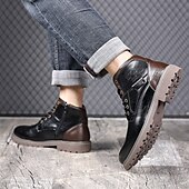 levne Kotníkové boty-pánské vintage hnědé kotníkové boty z umělé kůže – klasický šněrovací design s robustní podrážkou pro práci i běžné nošení