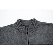 preiswerte Herren Strickjacke-Herren Jacquard-Pullover Strickjacke Kurzer Pullover Strickpullover Gerippt Gehäkelt Stricken Standard Strick Jacquard Kariert / Gestreift / Chevron Stehkragen Modisch Klassisch Freizeitskleidung