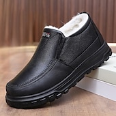 cheap Men&#039;s Slip-ons &amp; Loafers-Men&#039;s Casual Cozy and Warm Faux Leather Slip-on Shoes with Fur Lining - Perfect for Winter Outdoor Activities