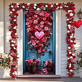 رخيصةأون لافتات المرآب والباب-زينة الزفاف الخارجية أغطية الأبواب نسيج الأبواب ستارة الأبواب الزينة خلفية لافتة الأبواب الأمامية لمنزل المزرعة قلوب