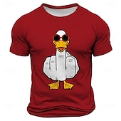 billige Morsomme T-skjorter for menn-Menns Rude Offensive Morsom Gås T-skjorte Kortermet T-skjorte 3D Trykk Crew Neck Trøye Motetrend Daglig Gate Utendørs Svart Rød Blå Sommer Vår Klær Bekledning S M L XL XXL XXXL