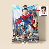 Недорогие Персонализированное одеяло-Плед супергероя Персонализированный плед Spider с изображением кастомизированный плед для мальчиков Подарок на День Валентина день рождения для любителей супергероев