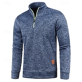 preiswerte Herrenpullover-Herren Pullover Strickpullover Pullover mit Viertelreißverschluss Gerippt Stricken Standard Strick Glatt Viertel Postleitzahl Modisch Basic Urlaub Freizeitskleidung Bekleidung Herbst Winter Schwarz