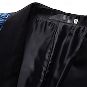 ieftine Sacouri clasice pentru bărbați-Bărbați Blazer Afaceri Petrecere cu cocktail Petrecere Nuntă Modă Casual Primăvara &amp; toamnă Poliester Imprimeu Paisley Buzunar Nasturi Comfortabil Cu Un Nasture Blazer Argintiu Gri Închis Negru Alb