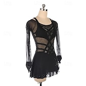 Χαμηλού Κόστους Φορέματα Καλλιτεχνικής Πατινάζ-Φόρεμα για φιγούρες πατινάζ Γυναικεία Κοριτσίστικα Patinaj Φορέματα Μαύρο Κουρελού Οπή για τον αντίχειρα Δίχτυ Σπαντέξ Ελαστικό Εκπαίδευση Εξάσκηση Επαγγελματική Ενδυμασία πατινάζ Διατηρείτε Ζεστό