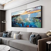 cheap Landscape Paintings-Mintura Handmade Lake View Oil Paintings On Canvas Wall Art Decoration Modern Abstract Landscape Picture For Home Decor Rolled Frameless Unstretched Painting