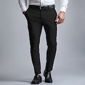 preiswerte Semi-formelle Anzüge-Herren Anzughose lange Hose schwarz weiß dunkelmarine einfarbig mikroelastisch Standard Fit 2024
