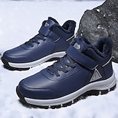baratos Inverno e botas de neve-botas masculinas para caminhadas ao ar livre no inverno - tênis quentes forrados com pele, à prova d&#039;água, com sola antiderrapante e tira de velcro