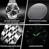 ieftine Ceasuri Quartz-OLEVS Bărbați Ceasuri de cuarț Creativ Minimalist Modă Afacere Luminos Calendar Data Săptămâna IMPERMEABIL Oţel Uita-te
