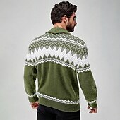 preiswerte Herren Strickjacke-Herren Hässlicher Weihnachtspullover Kleid Pullover Strickjacke Strickpullover Gerippt Stricken Standard Knopf hoch Geometrisch Schalrevers Modisch Klassisch Freizeitskleidung Verabredung Bekleidung
