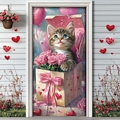 abordables Mariage-décorations extérieures de la Saint-Valentin, couvre-portes, tapisserie de porte, rideau de porte, décoration, toile de fond, bannière de porte intérieure/extérieure pour porte d'entrée, couple de