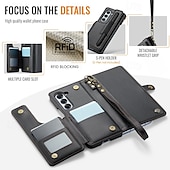 economico Cover Samsung-telefono Custodia Per Piegatura a Z 7 Z Fold 6 Copertura Posteriore Custodia Portafoglio con Supporto Con Cinturino da Polso con portapenne Retrò TPU PC
