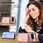 お買い得  その他のスマホケース-電話 ケース 用途 ピクセル9プロ ピクセル9プロXL Pixel 8 Pro Pixel 8 ピクセル9 バックカバー スタンド付き カード挿入口 耐衝撃 レトロ風 TPU PUレザー
