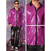 cheap Tops-Retro Vintage 1970s 1980s Shirt Disco Shiny Metallic Men&#039;s Carnival Costume Halloween Carnival Performance Party Club Adults&#039; Shirt