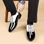 economico Formale-scarpe oxford da uomo in vernice rossa – design formale moderno con chiusura con lacci, ideali per lavoro, feste e occasioni speciali