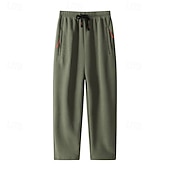 cheap Straight Leg-Men's Sherpa Athletic Pants Trousers Straight Leg Sweatpants Pocket Drawstring Elastic Waist Plain Comfort Warm Sports Outdoor Daily Fashion Casual ArmyGreen Black Micro-elastic