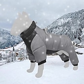 baratos Casacos-casaco de cachorro de inverno com perna d-ring traje reflexivo à prova dwaterproof água roupas de jaqueta de cachorro roupas de neve à prova de vento roupas de inverno forradas de algodão quente para