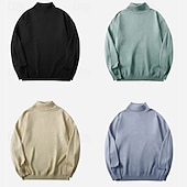お買い得  男性用プルオーバーセーター-男性用 プルオーバーセーター ニットセーター リブ ニット レギュラー ニット ベーシック 平織り タートルネック ファッション ベーシック バケーション デイリーウェア 衣類 秋冬 ブラック ホワイト M L XL