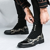 abordables Bottes habillées-bottines de luxe vertes pour hommes | similicuir à motif serpent avec bout en relief crocodile et design à lacets