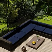 abordables Funda para Cojines de Patio-2 fundas de cojín para patio, 100 % impermeables, para sofá de exterior, de mimbre, funda de asiento de sofá impermeable, funda de silla de mimbre Oxford, protector de muebles
