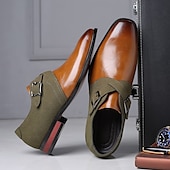 economico Semi-formale-scarpe da uomo con cinturino alla caviglia in pelle sintetica e pelle scamosciata bicolore – eleganti scarpe eleganti con fibbia per occasioni formali