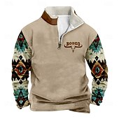 baratos Moletons 3D masculinos-Homens Boi Cowboy Moletom Moletom com zíper Manga Longa Moletom Colarinho Chinês Quarter Zip Casual Vintage retrô Impressão 3D Férias Para Noite Streetwear Half Zip Outono Inverno