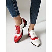 olcso 1950-es évek-női háromszínű brogue oxford cipő szárnyvéggel és alacsony sarkú - vintage formális lábbeli irodába és különleges alkalmakra
