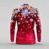 お買い得  クリスマスシーン衣装-クリスマス 男性用 スノーフレーク柄 コート ブレザージャケット 高通気性 快適 カジュアル パーティーイブニングウェア 日常着 ボタン 3Dプリント マルチポケット 秋冬 折襟 長袖 ワイン