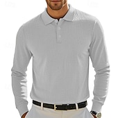 cheap Men&#039;s Classic Polo-Men&#039;s Corduroy Shirt Golf Shirt Work Casual Lapel Long Sleeve Basic Modern Solid Color Buttons Spring &amp;  Fall Regular Fit Wine Black White Yellow Sky Blue Light Grey Corduroy Shirt