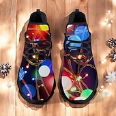 お買い得  男性のクリスマスシューズ-メンズのクリスマス LED ライトアップ プリント スニーカー - 鮮やかなホリデー グロー デザインとブラック ソール