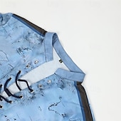 cheap Vintage T shirts-Men&#039;s T Shirt Graphic World Map Stand Collar Clothing Apparel 3D Print Daily Sports Going out Short Sleeve Lace up Print Vintage Fashion Designer Stylish