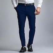 preiswerte Semi-formelle Anzüge-Herren Anzughose lange Hose schwarz weiß dunkelmarine einfarbig mikroelastisch Standard Fit 2024