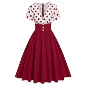 economico Vestiti-Retrò Vintage Anni 1950 Abito vintage Vestito Mascherata Pois Linea ad A Per donna Carnevale Capodanno Mascherata Casual Quotidiano Addio al Nubilato Adulti Vestito