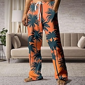 economico Pantaloni casual stampati da uomo-Per uomo Palma Pantaloni Vita normale Vita elastica con coulisse Hawaiano Informale Esterno Per eventi Abbigliamento mare Pantaloni a gamba dritta Estate Primavera Autunno Stampa 3D Giallo Rosa Blu