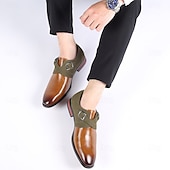 economico Semi-formale-scarpe da uomo con cinturino alla caviglia in pelle sintetica e pelle scamosciata bicolore – eleganti scarpe eleganti con fibbia per occasioni formali