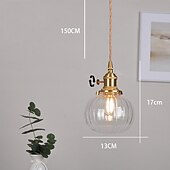 economico Luci a sospensione-lampada a sospensione in vetro soffiato blu bagno lampada a sospensione in vetro verde lampada a sospensione a sfera in vetro trasparente rigato lampada a isola zucca vintage 85-265v