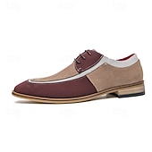 abordables Semi-formel-chaussures oxford à lacets de style vintage pour hommes – design en toile bicolore et similicuir pour une tenue formelle et décontractée