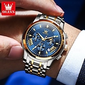 economico Orologi al quarzo-OLEVS Da uomo Orologio al quarzo Di tendenza Orologio casual Orologio da polso Visualizzazione delle fasi lunari Luminoso Calendario Cronografo Acciaio Guarda