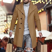 preiswerte Herren-Blazer &amp; -Anzüge-Herren Mantel Trenchcoat Langer Trenchcoat Täglich Urlaub Herbst Winter Polyester Windundurchlässig Weich Oberbekleidung Bekleidung Modisch Klassisch Glatt Tasche Kargen Einreihiger Verschluss
