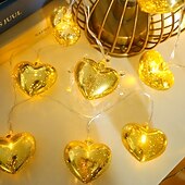 رخيصةأون يعمل بالبطاريات-أضواء سلسلة خيالية على شكل حب led بطول 1.5 متر و10 مصابيح led و3 أمتار و20 مصباح led تعمل بالبطارية لعيد الميلاد ورأس السنة وعيد الحب وحفلات الزفاف وأجواء رومانسية وديكورات الإضاءة