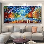 お買い得  風景画-ミンチュラ ハンドメイド テクスチャ 抽象風景 キャンバス 油絵 壁アート 装飾 モダン 抽象画 家の装飾用 ロール フレームなし 未伸張 絵画