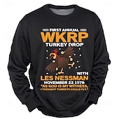 お買い得  メンズ 3D スウェットシャツ-男性用WKRPターキードロップロングスリーブスウェットシャツ - レス・ネスマン「神が私の証人だ」引用面白いテレビ番組ファンクルーネック