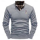 cheap Men&#039;s Printed Sweaters-Christmas Men&#039;s LOVE Gesture Pullover Sweater Jumper V Neck Casual Party Evening Wear Daily New Years Eve Sweater Embroidered Knitting Warm Long Sleeve Fall Winter Wine Black White