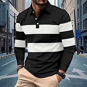 levne Pánské klasické polo-Pánské Golfová košile Golfové polokošile Práce Ležérní Klopa Dlouhý rukáv Základní Moderní Barevné bloky Slátanina Knoflíky Jaro &amp; podzim Běžný Černá Bílá Armádní zelená Šedá Golfová košile