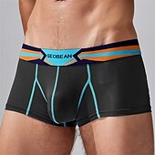 cheap Men&#039;s Boxers Underwear-Men&#039;s 1 PCS Boxers Underwear Boxer Shorts Patchwork Elastic Waist Chinlon Breathable Soft Comfortable Color Block Letter Mid Rise Black White