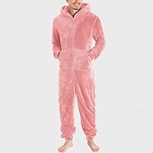 preiswerte Pyjamas-Herren Bodys Schlafanzüge Schlafanzug Set 1 PC Einfarbig Modisch Stilvoll Klassisch Heim Täglich Bett Polyester Komfort Weich Geschenk Kapuzenpullover Langarm Hoodie Sweatshirt Kapuze Jumpsuit Tasche