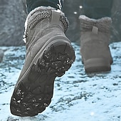 billiga Kängor-Herr Stövlar Snökängor Kängor Vinterkängor Fleecefoder Mocka Nylon Bekväm Halksäker Snörning Svart Grå