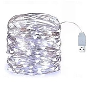 economico Striscie luci USB-2 luci a LED USB, luci fatate impermeabili in filo di rame/argento da 2 m, 3 m, 5 m, 10 m e 20 m per decorazioni natalizie, per matrimoni e feste