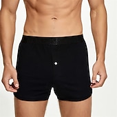 cheap Men&#039;s Boxers Underwear-Men&#039;s 1 PCS Boxers Underwear Boxer Shorts Elastic Waist 50% Cotton Breathable Soft Comfortable Solid Color Mid Rise Black White